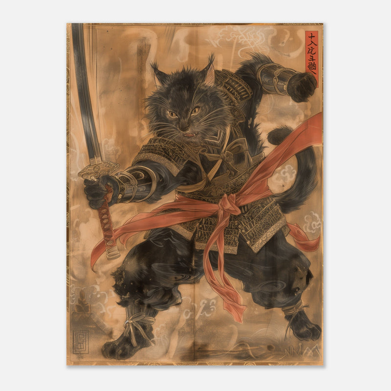 Panel de aluminio impresión de gato "Batalla de Hokusai" Michilandia | La tienda online de los fans de gatos