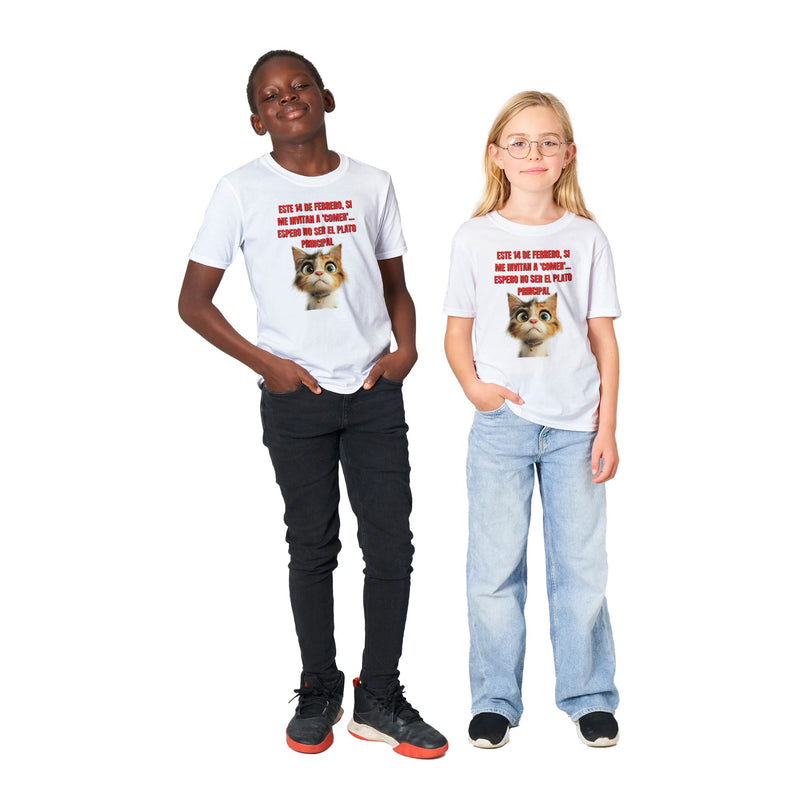 Camiseta Junior Unisex Estampado de Gato "Cita Gatuna" Michilandia | La tienda online de los fans de gatos