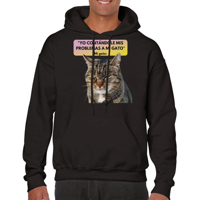 Sudadera con Capucha Unisex Estampado de Gato "Miau Indiferente" Michilandia