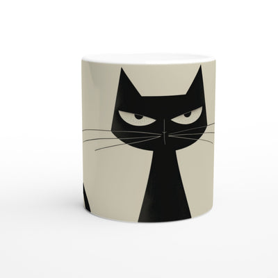 Taza Blanca con Impresión de Gato 