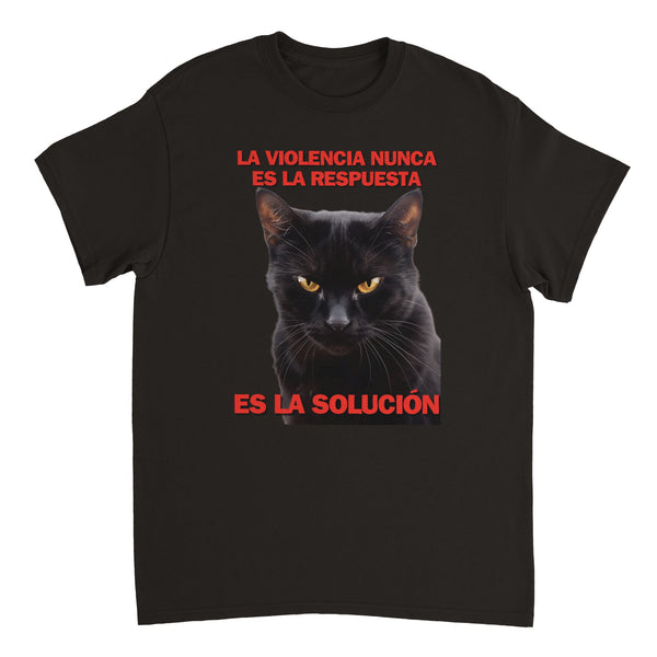 Camiseta Unisex Estampado de Gato "Solución Felina"