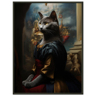 Póster Semibrillante de Gato con Marco Metal 