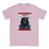 Camiseta júnior unisex estampado de gato "Hambre Mortal" Rosa claro