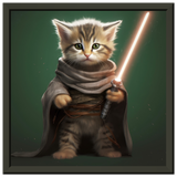 Póster semibrillante de gato con marco metal "Michi Maestro Jedi" Gelato