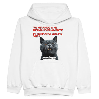 Sudadera con capucha júnior estampado de gato 