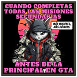 Póster Semibrillante de Gato con Marco Metal "GTA: Gato Theft Auto" Michilandia | La tienda online de los amantes de gatos