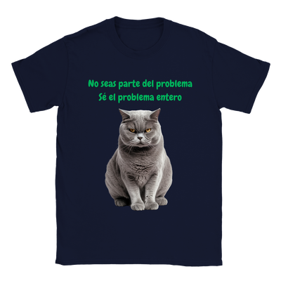 Camiseta unisex estampado de gato "Michi desafiante" Gelato