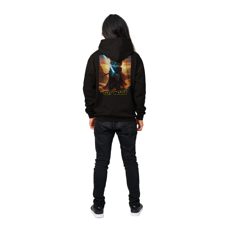 Sudadera con capucha Prémium Unisex Impresión Trasera de Gato "Guardián de Tatooine" Michilandia | La tienda online de los fans de gatos