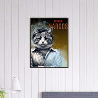 Póster Semibrillante de Gato con Marco Metal "Narcogato" Michilandia | La tienda online de los fans de gatos