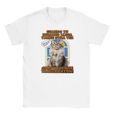 Camiseta júnior unisex estampado de gato 