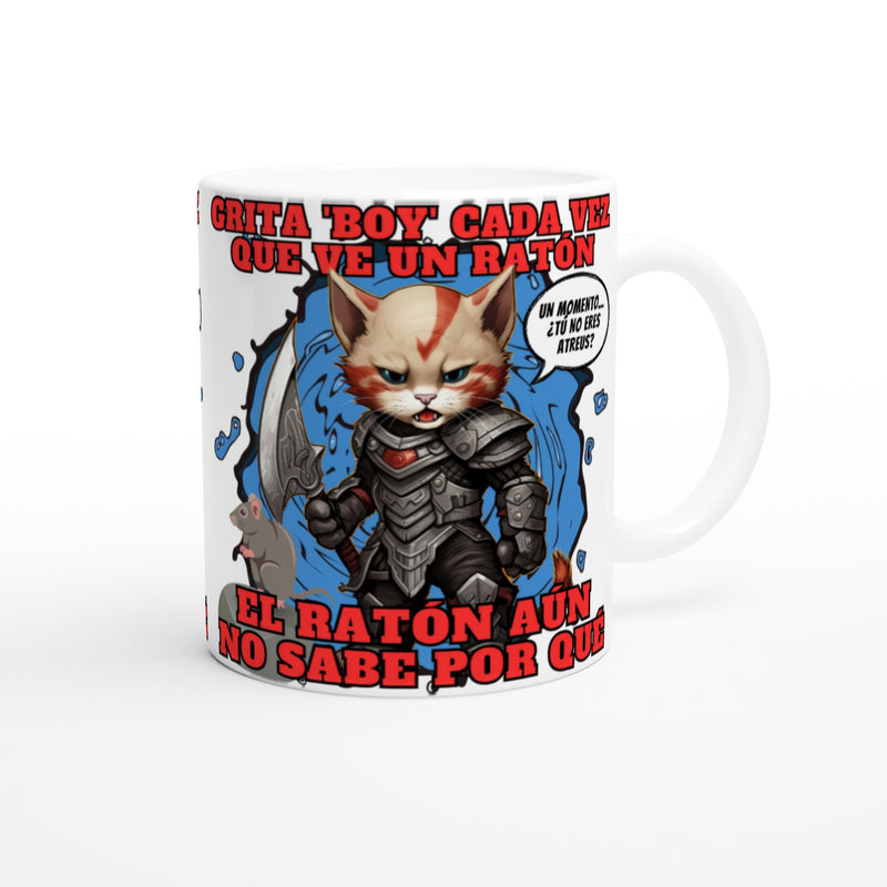 Taza Blanca con Impresión de Gato "Kitty of War" Michilandia | La tienda online de los amantes de gatos