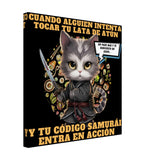 Lienzo de gato "El Samurai del Atún" 40x40 cm / 16x16″