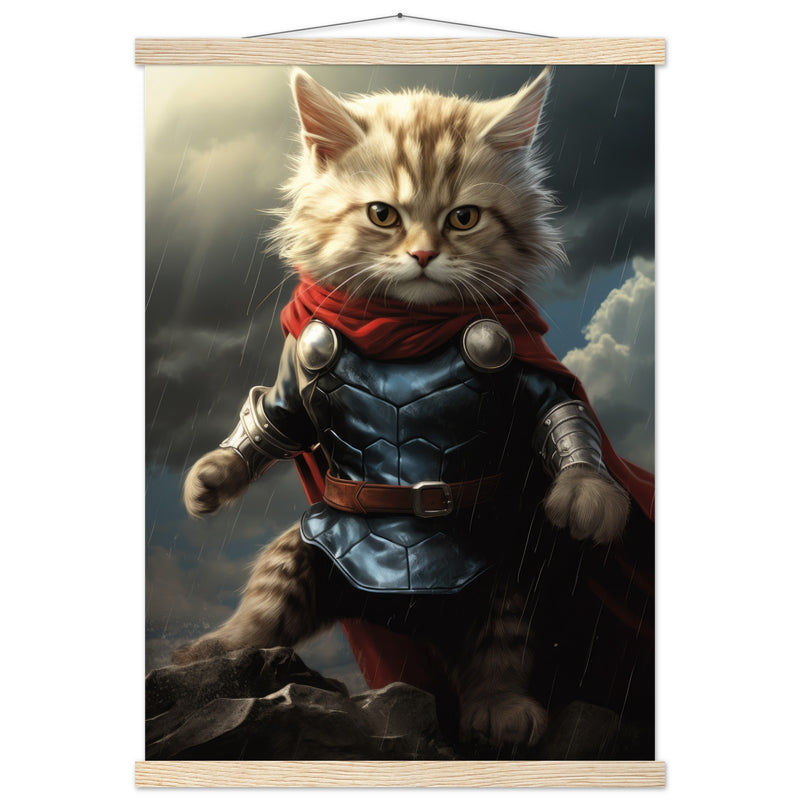 Póster semibrillante de gato con colgador "Thor Felino" Gelato