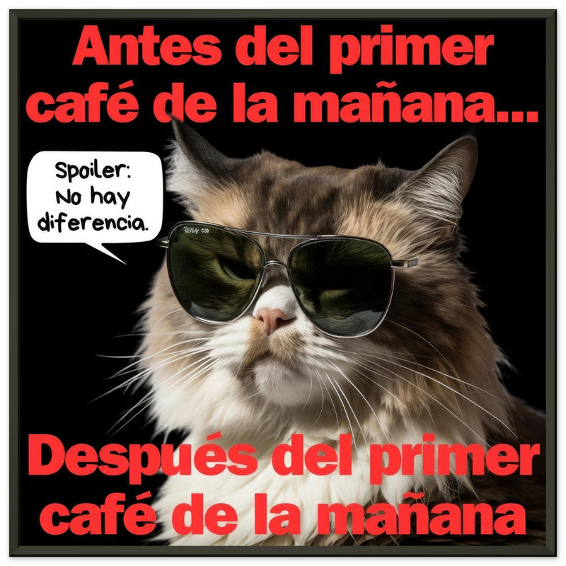 Póster Semibrillante de Gato con Marco Metal "Amanecer Grumpy" Michilandia | La tienda online de los fans de gatos