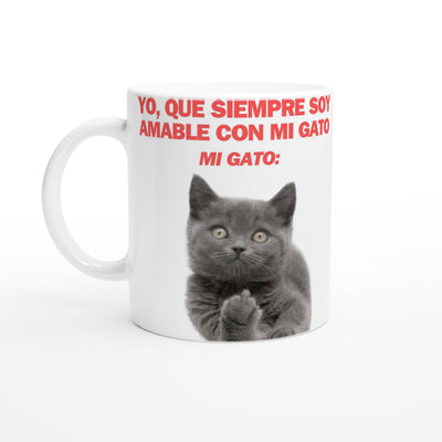 Taza Blanca con Impresión de Gato 