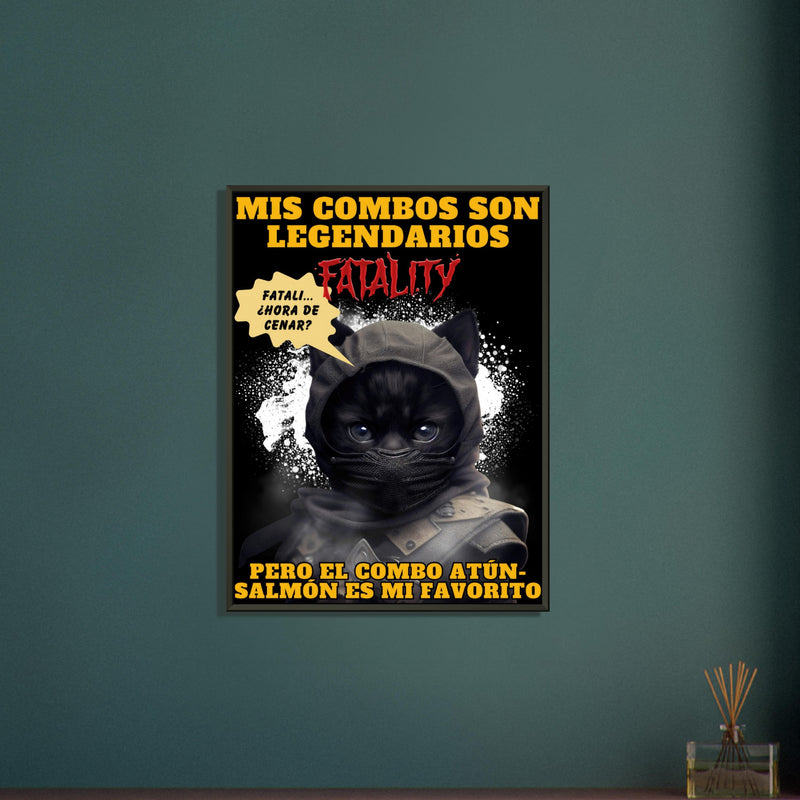 Póster Semibrillante de Gato con Marco Metal "Noob Catbot" Michilandia | La tienda online de los amantes de gatos