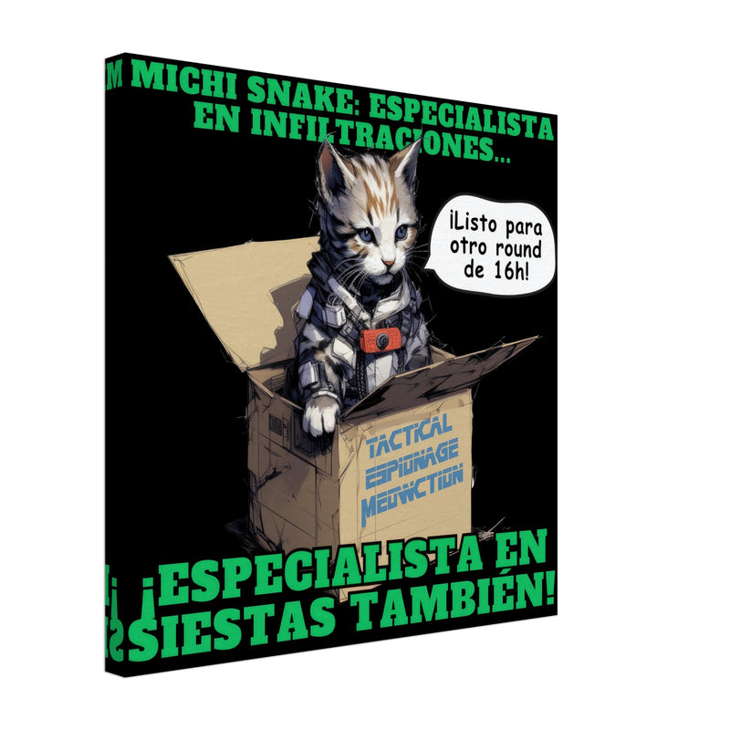 Lienzo de Gato "Misión de Michi Snake" Michilandia | La tienda online de los amantes de gatos