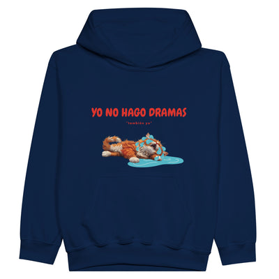 Sudadera con capucha júnior estampado de gato "Drama Queen" Michilandia