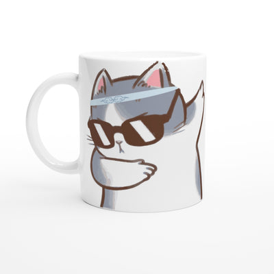 Taza Blanca con Impresión de Gato 