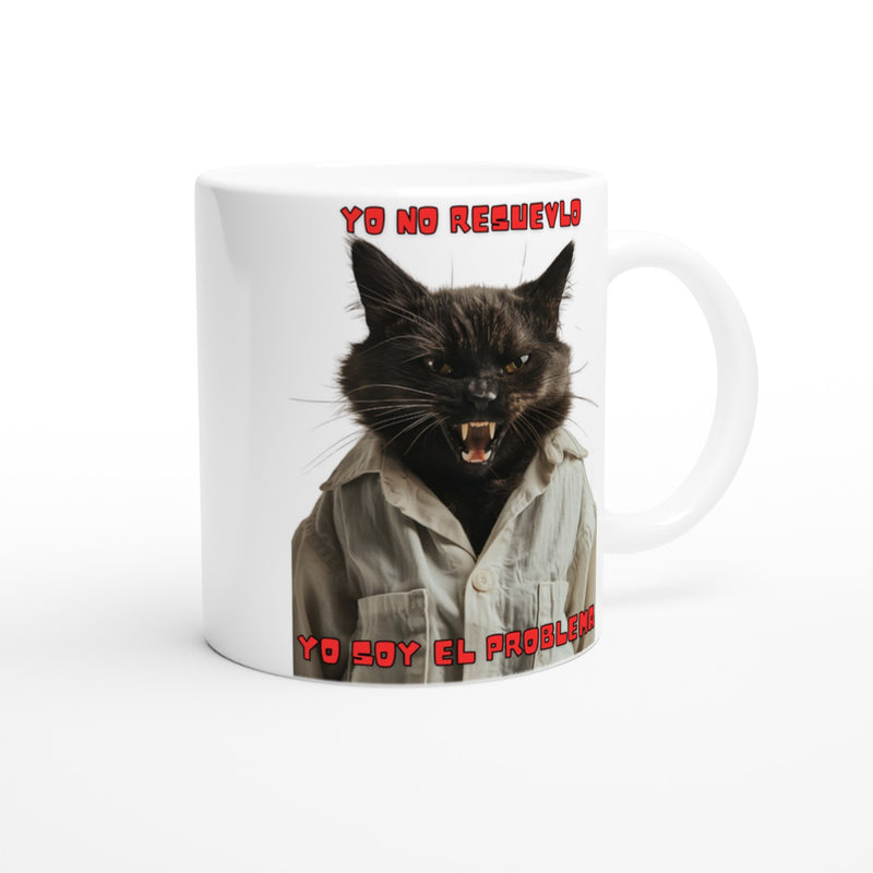 Taza Blanca con Impresión de Gato "Soy el Problema" Michilandia | La tienda online de los fans de gatos