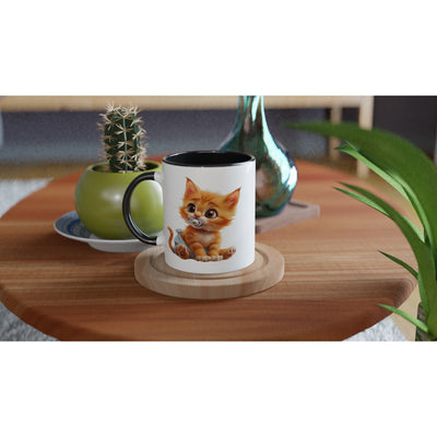 Taza Bicolor con Impresión de Gato "Miau en Pañales" Michilandia