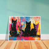 Póster de gato con marco de madera "Calles de Color" Michilandia | La tienda online de los fans de gatos