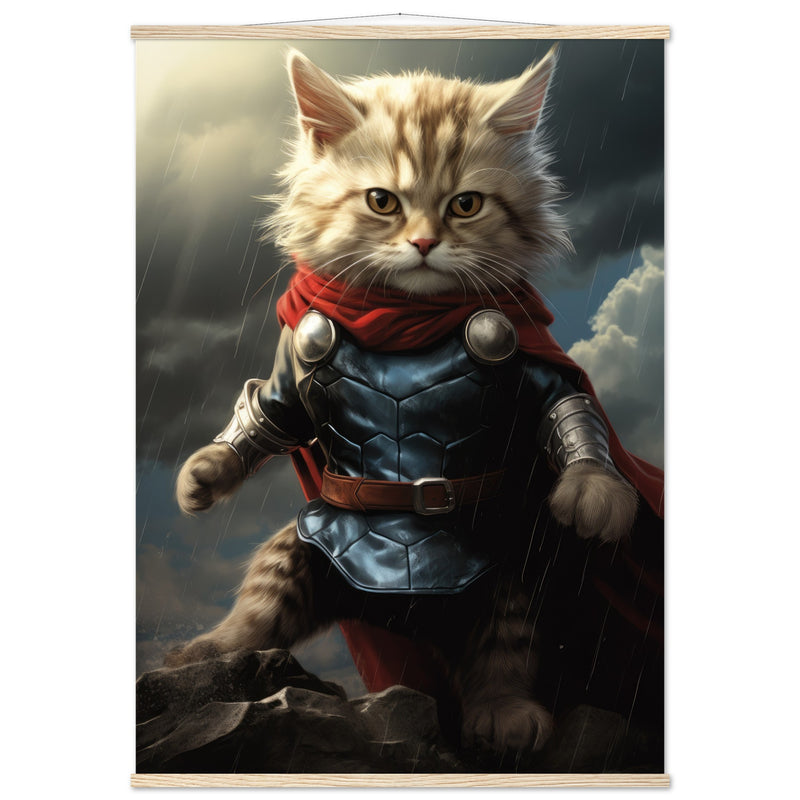 Póster semibrillante de gato con colgador "Thor Felino" Gelato