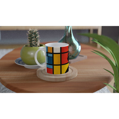 Taza Blanca con Impresión de Gato "Mondrian Miau" Michilandia | La tienda online de los fans de gatos