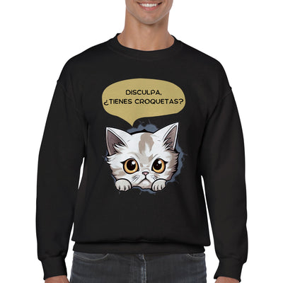 Sudadera unisex estampado de gato "Tienes croquetas?" Gelato