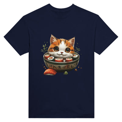 Camiseta Unisex Estampado de Gato "Sushi y Ronroneos" Michilandia | La tienda online de los fans de gatos