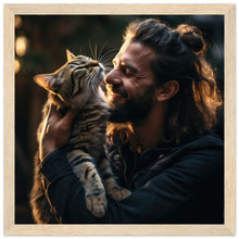 Póster semibrillante de gato con marco de madera 