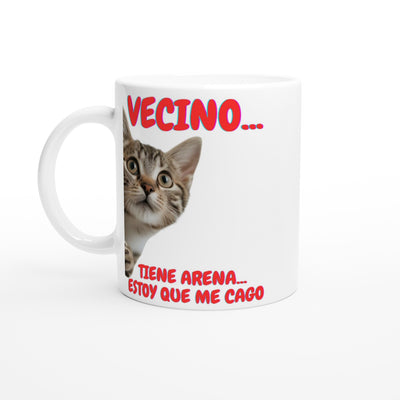 Taza Blanca con Impresión de Gato 