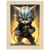 Póster semibrillante de gato con marco de madera "X-cat"