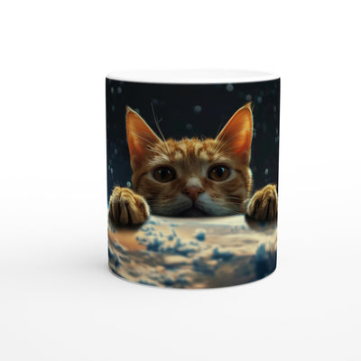 Taza Blanca con Impresión de Gato 