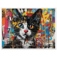 Póster de gato con marco de madera "Murales Miau" Michilandia | La tienda online de los fans de gatos