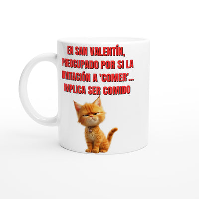 Taza Blanca con Impresión de Gato 