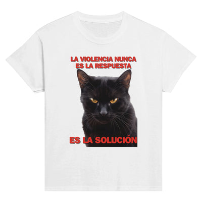 Camiseta Junior Unisex Estampado de Gato "Solución Felina" Michilandia | La tienda online de los fans de gatos