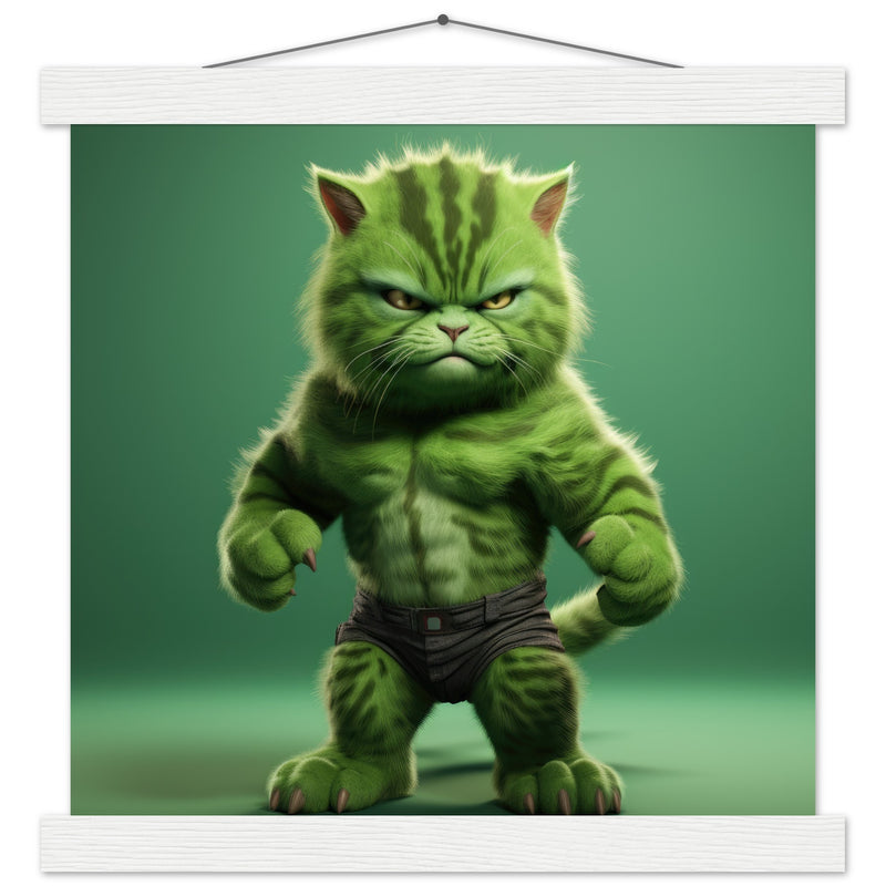 Póster semibrillante de gato con colgador "Michi Hulk" Gelato