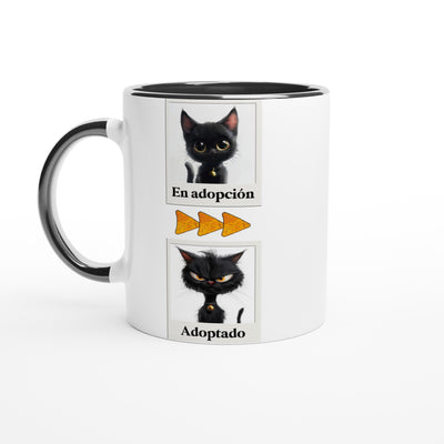 Taza Bicolor con Impresión de Gato 