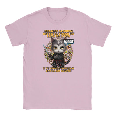 Camiseta júnior unisex estampado de gato "El Samurai del Atún" Michilandia | La tienda online de los amantes de gatos