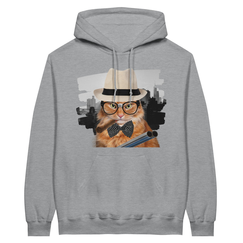 Sudadera con Capucha Unisex Estampado de Gato "Miau Capone" Michilandia | La tienda online de los fans de gatos