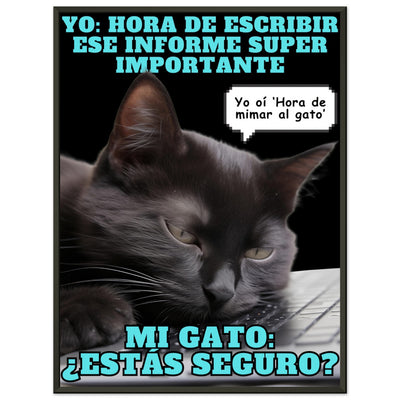 Póster Semibrillante de Gato con Marco Metal 