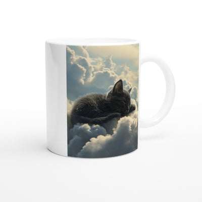 Taza Blanca con Impresión de Gato "Siesta Celestial" Michilandia | La tienda online de los fans de gatos