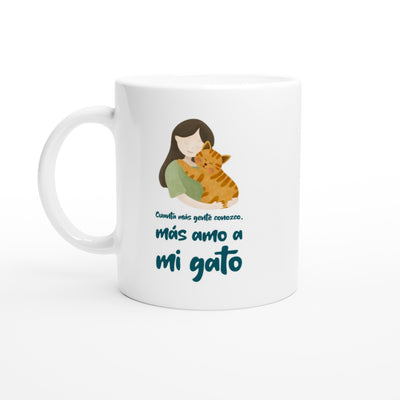 Taza Blanca con Impresión de Gato 