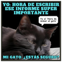 Póster Semibrillante de Gato con Marco Metal "Hora de mimar al gato" Michilandia | La tienda online de los amantes de gatos