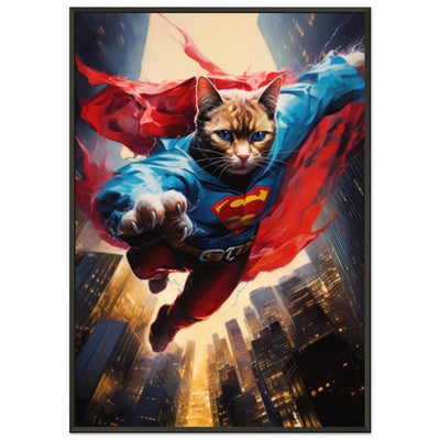 Póster semibrillante de gato con marco metal 