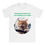 Camiseta unisex estampado de gato "Carril rápido"