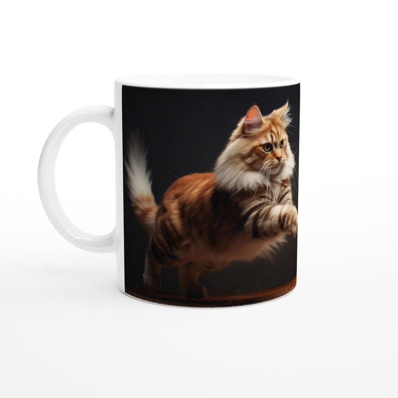 Taza blanca con impresión de gato "Juego entre Grandes" Gelato