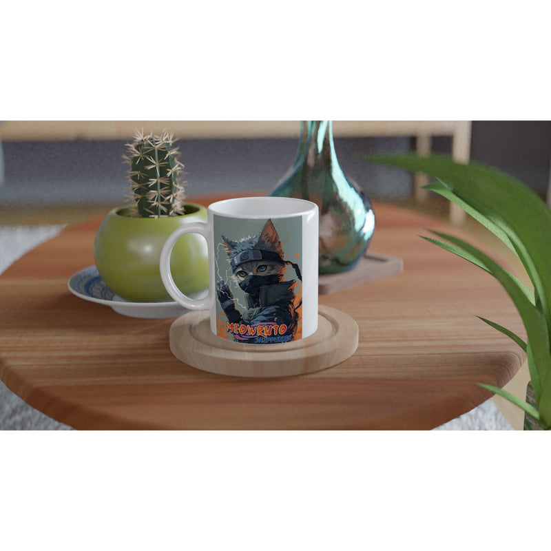 Taza Blanca con Impresión de Gato "Chidori Felino" Michilandia | La tienda online de los fans de gatos