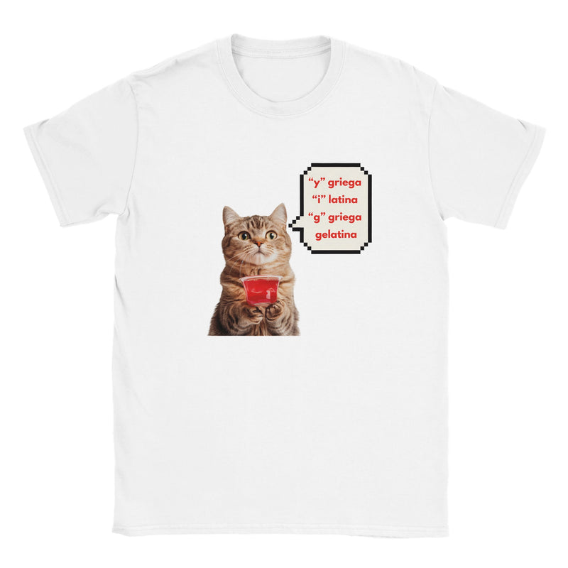 Camiseta Junior Unisex Estampado de Gato "Gelatina" Michilandia